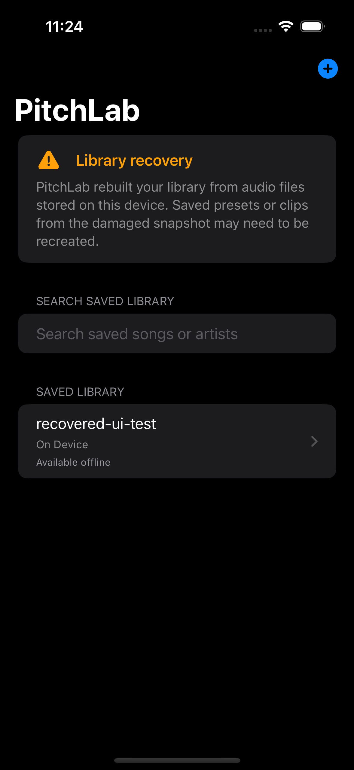 Library recovery banner